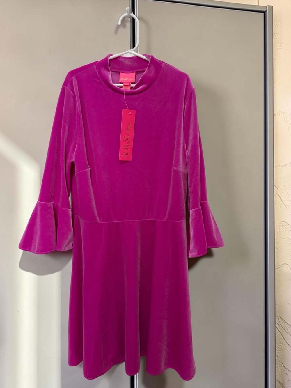 Lilly Pulitzer Girls Jalene Dress Size 16 Elderberry Velvet Ruffle Sleeve NWT!